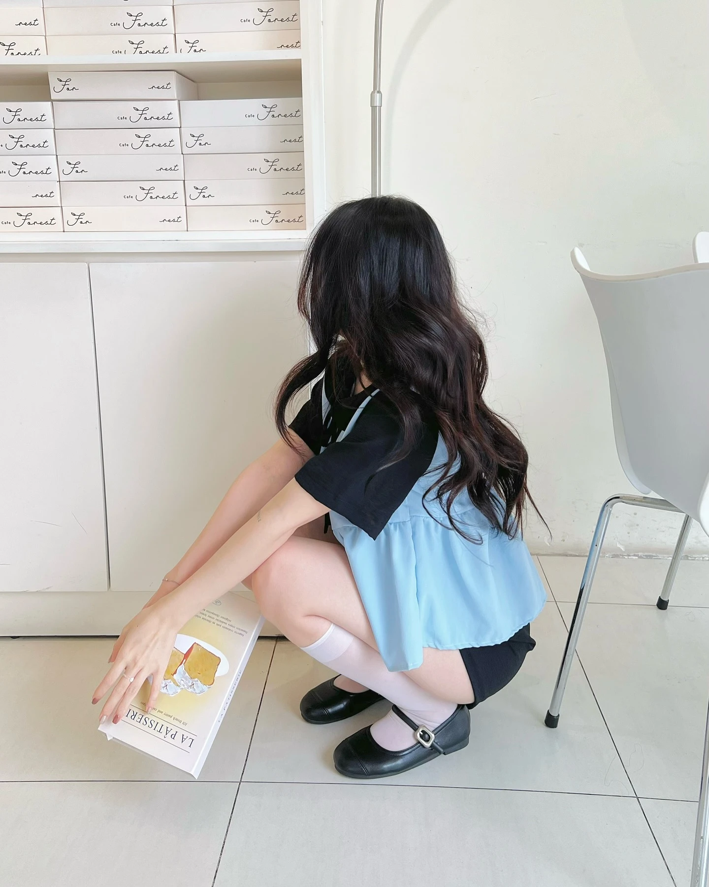 Set babydoll áo xanh phối đen + quần đùi