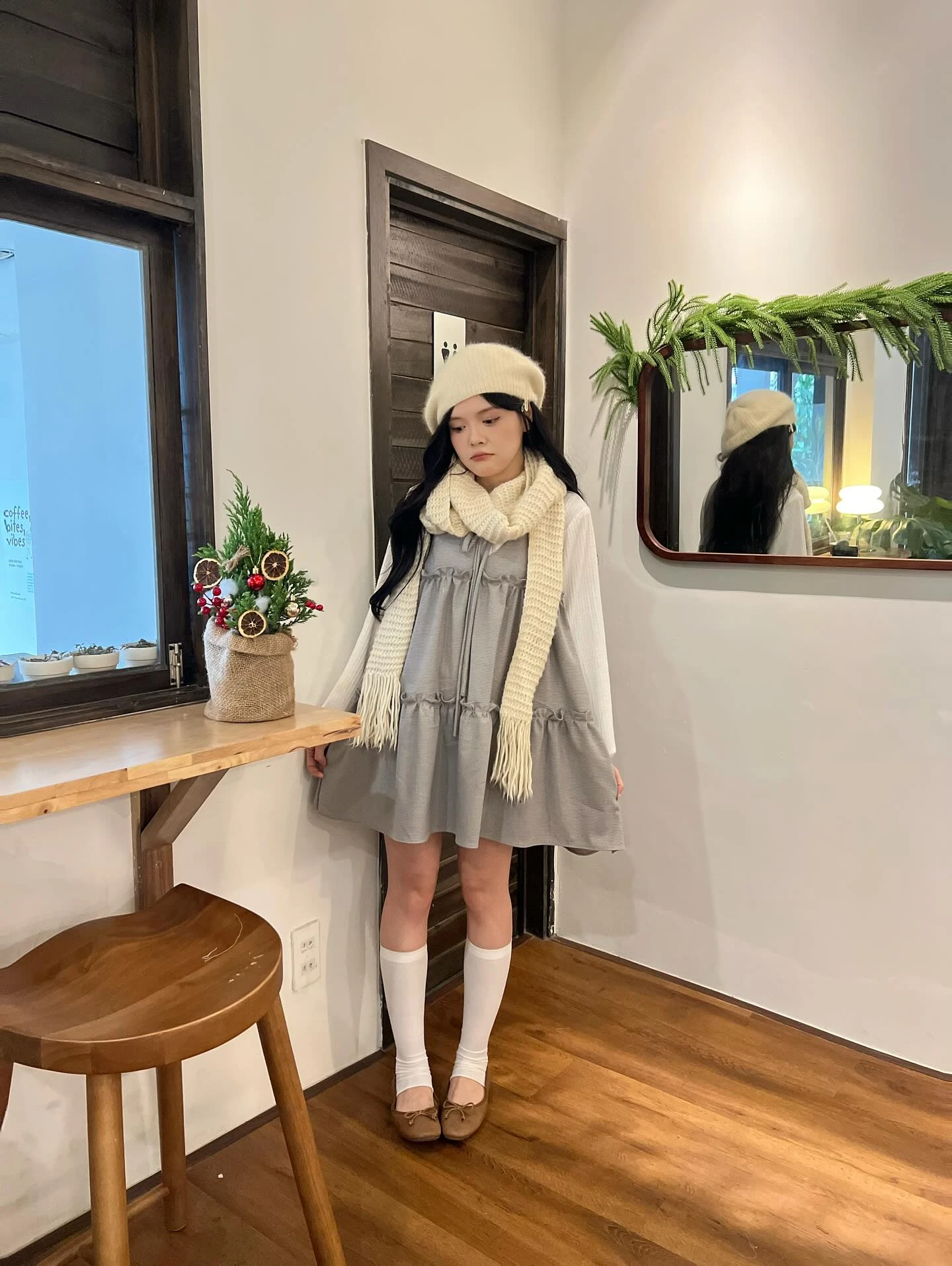 Set babydoll áo thun tay dài yếm 3 tầng