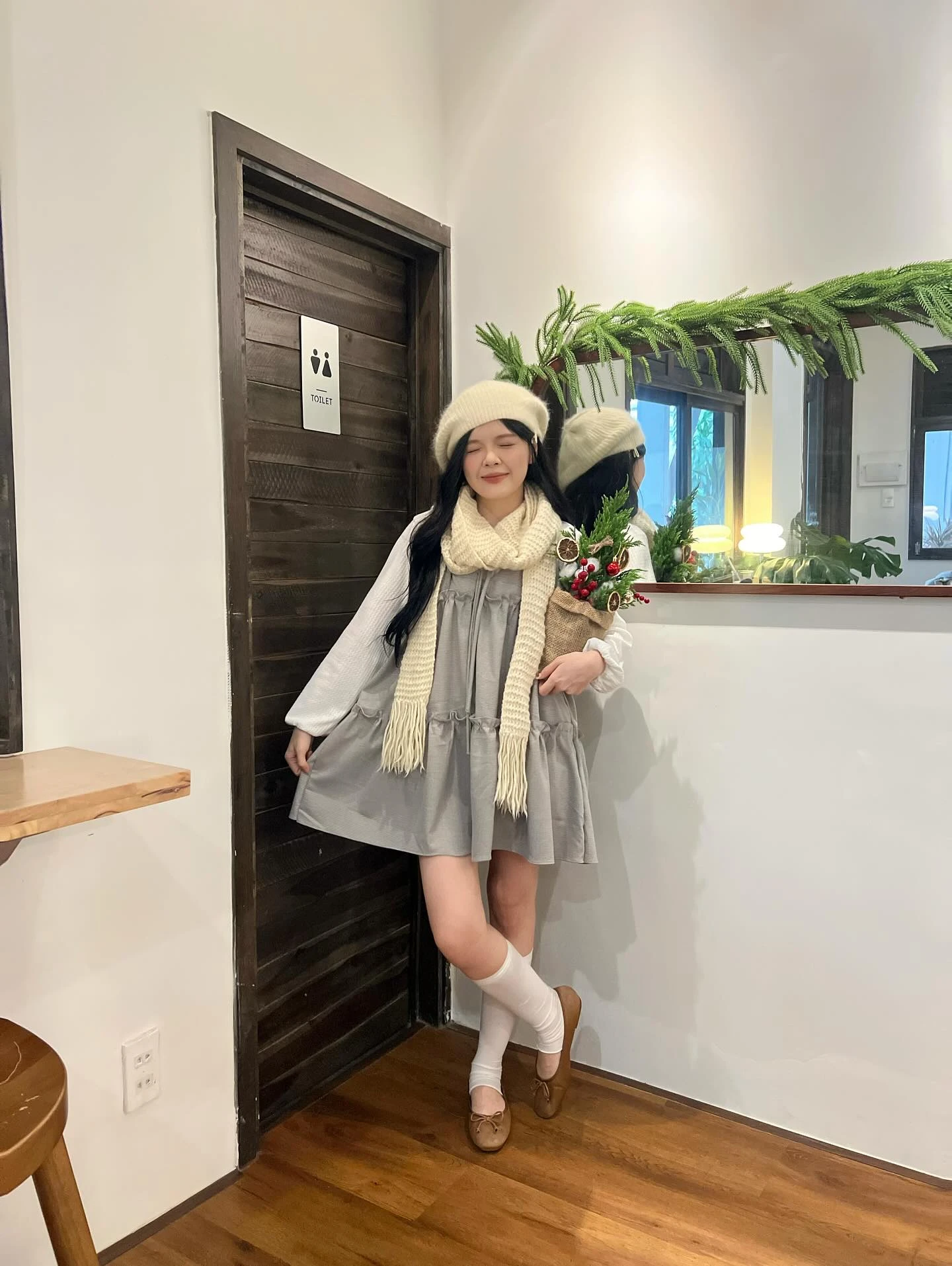 Set babydoll áo thun tay dài yếm 3 tầng