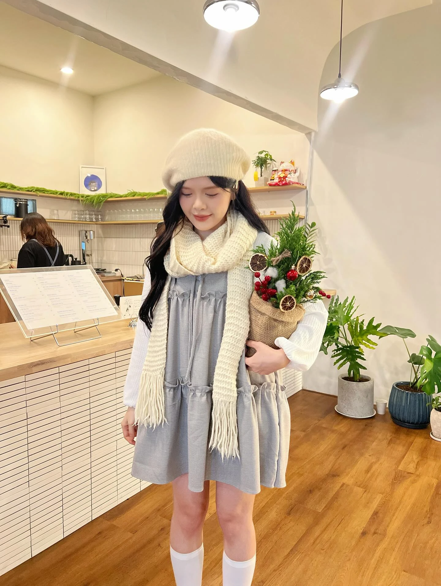 Set babydoll áo thun tay dài yếm 3 tầng