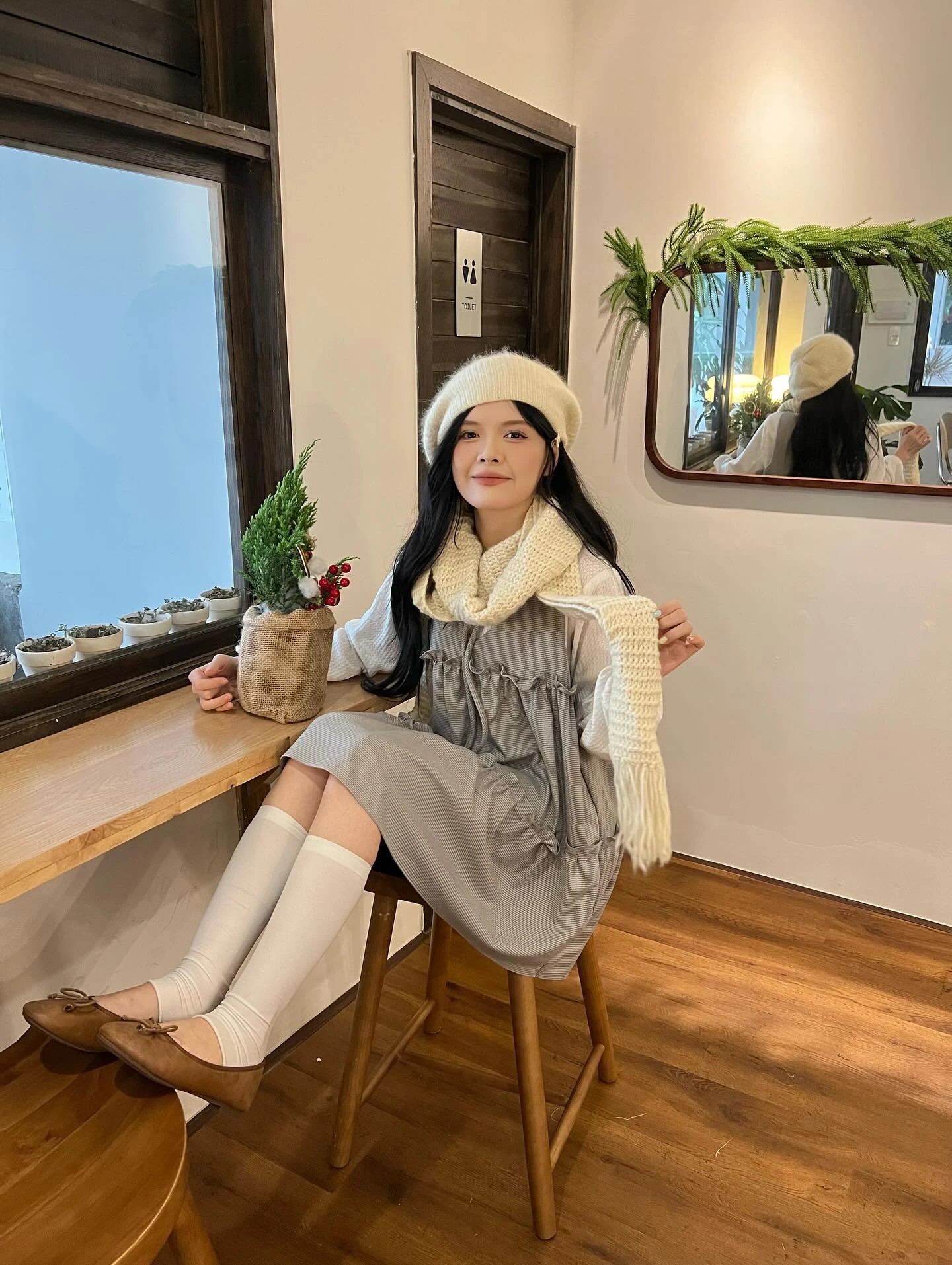 Set babydoll áo thun tay dài yếm 3 tầng