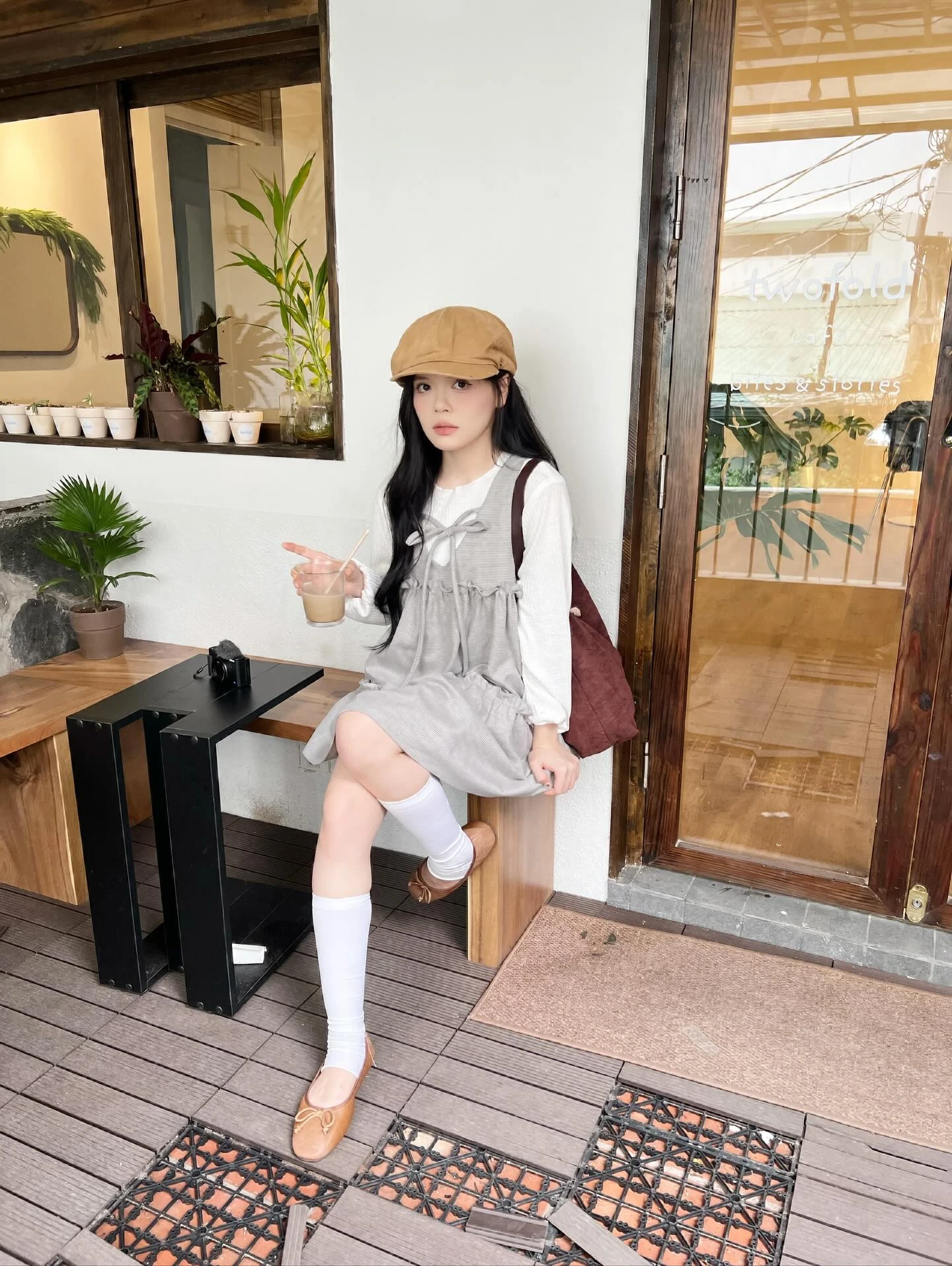 Set babydoll áo thun tay dài yếm 3 tầng