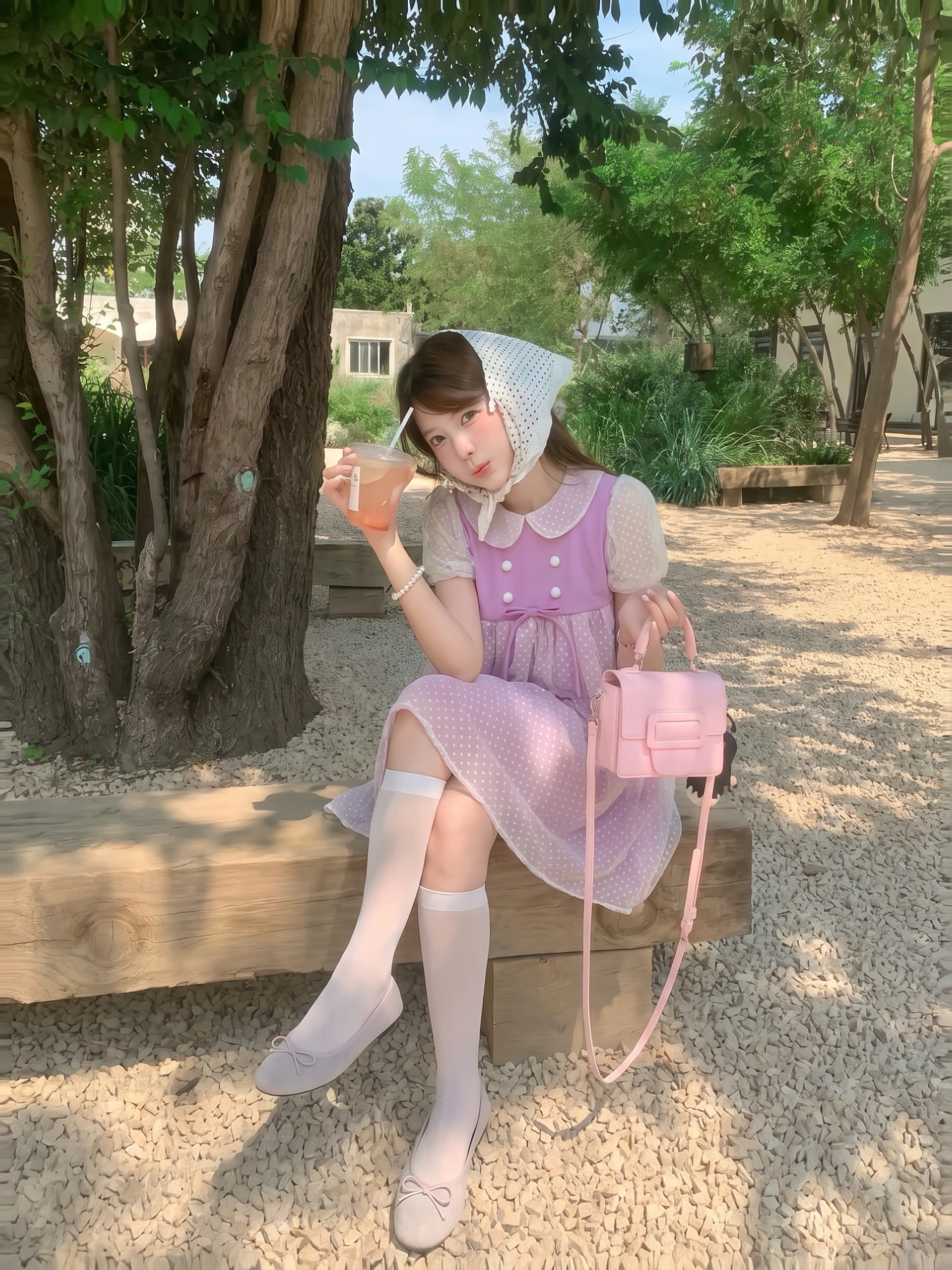 Đầm babydoll tím phối ren